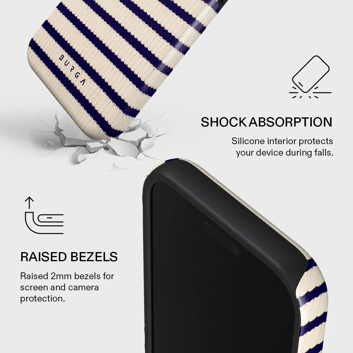 Husa de protectie BURGA pentru iPhone 17 Pro, Dungi, Bej