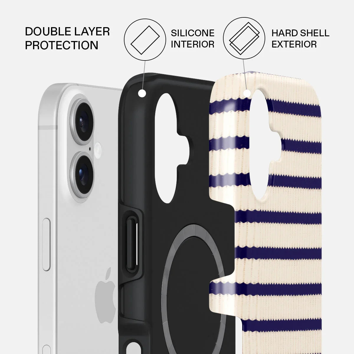 Husa de protectie BURGA pentru iPhone 17, Dungi, Bej