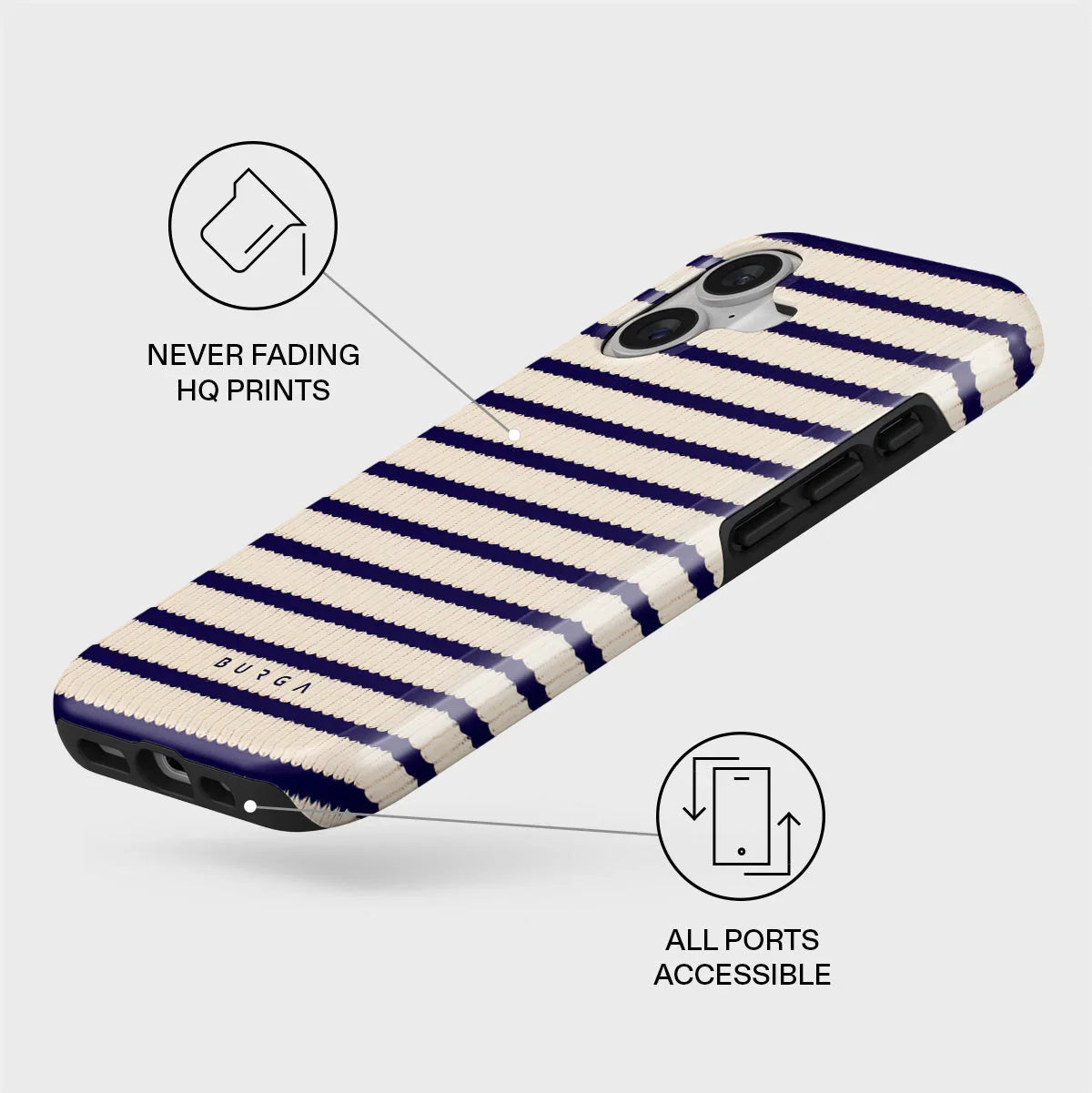 Husa de protectie BURGA pentru iPhone 17, Dungi, Bej
