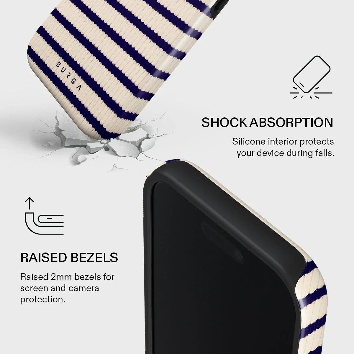 Husa de protectie BURGA pentru iPhone 17, Dungi, Bej
