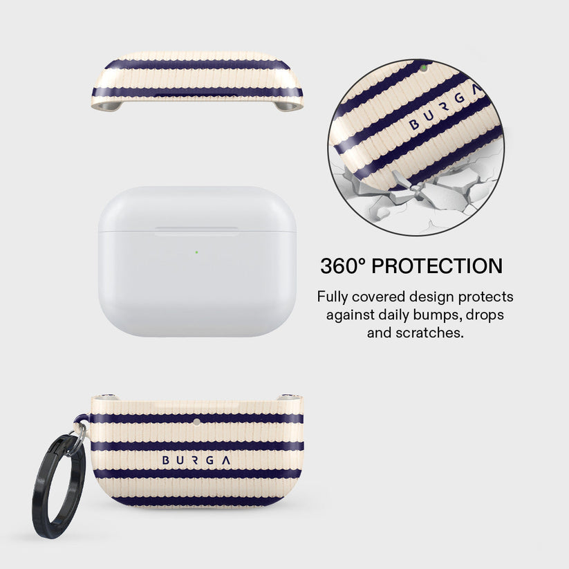 Husa de protectie BURGA pentru AirPods Pro 3, Dungi, Bej - iSTYLE.ro