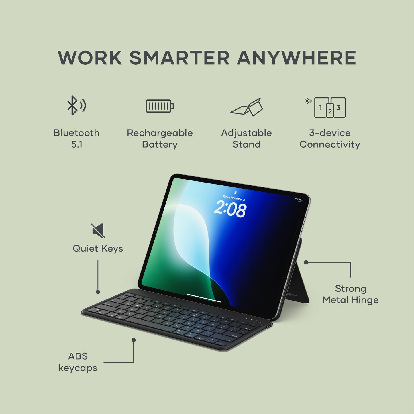 Satechi Tastatură Bluetooth OntheGo cu suport, Negru