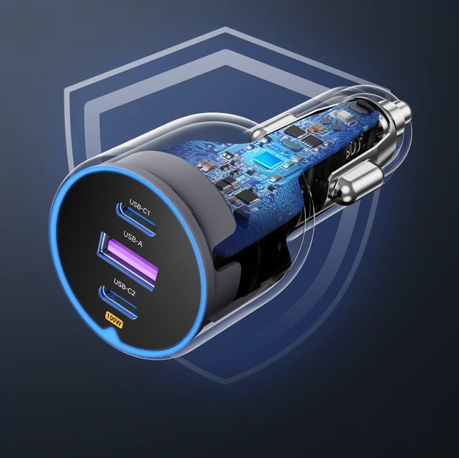 Incarcator Auto UGREEN, 2xUSB-C, 1xUSB-A, 130W, PD3.0, QX4.0, Gri
