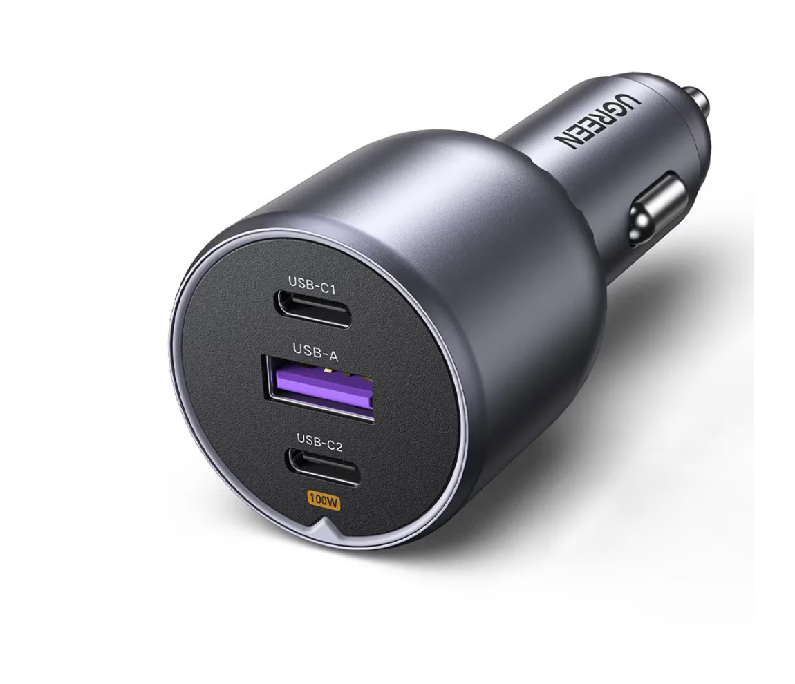 Incarcator Auto UGREEN, 2xUSB-C, 1xUSB-A, 130W, PD3.0, QX4.0, Gri