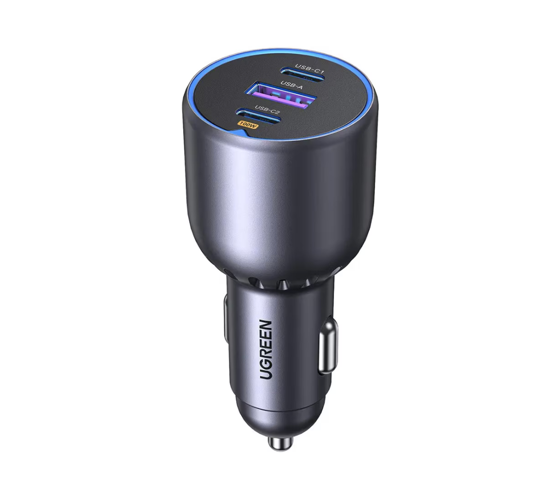 Incarcator Auto UGREEN, 2xUSB-C, 1xUSB-A, 130W, PD3.0, QX4.0, Gri