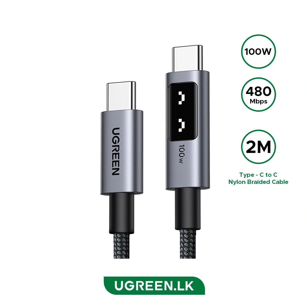 Cablu de date UGREEN UNO, USB-C - USB-C, Fast Charge, 2m, Negru