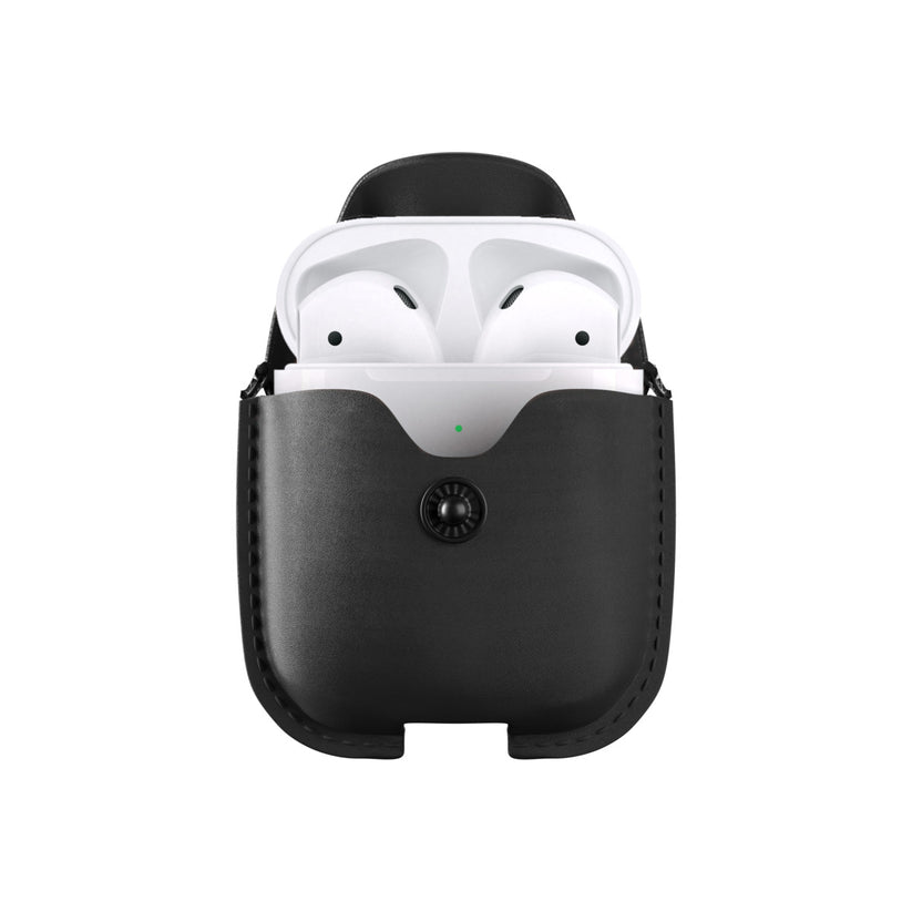Husa de protectie Woodcessories AirCase pentru AirPods 1 & 2 Piele, Midnight Black - iSTYLE RO