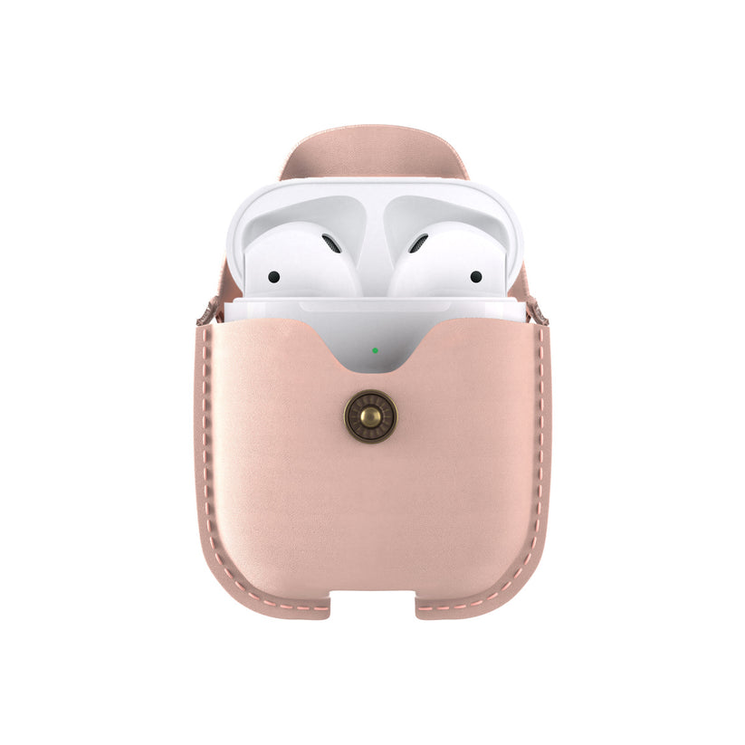 Husa de protectie Woodcessories AirCase pentru AirPods 1 & 2 Piele, Old Rose - iSTYLE RO