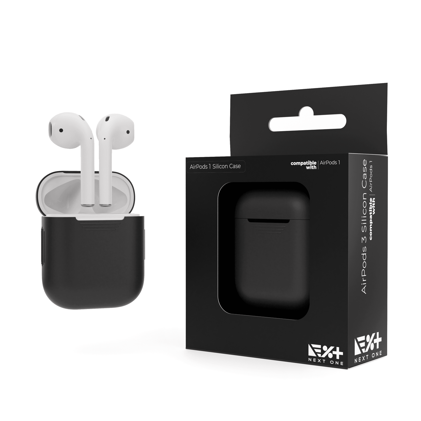 Husa de protectie NEXT ONE pentru AirPods (gen.1-2), Silicon, Negru - iSTYLE RO