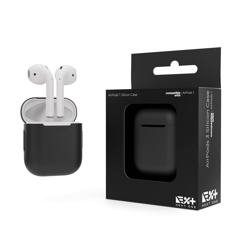 Husa de protectie NEXT ONE pentru AirPods (gen.1-2), Silicon, Negru - iSTYLE RO