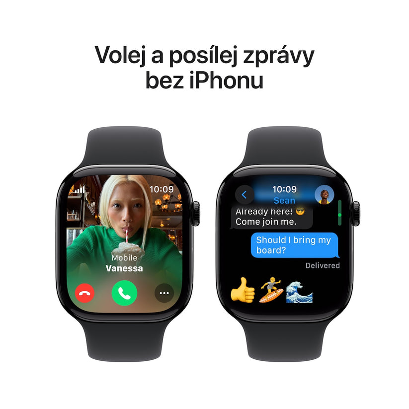 Resigilat: Apple Watch Series 10 GPS + Cellular, 42mm Jet Black Aluminium Case, Black Sport Band - S/M - iSTYLE RO