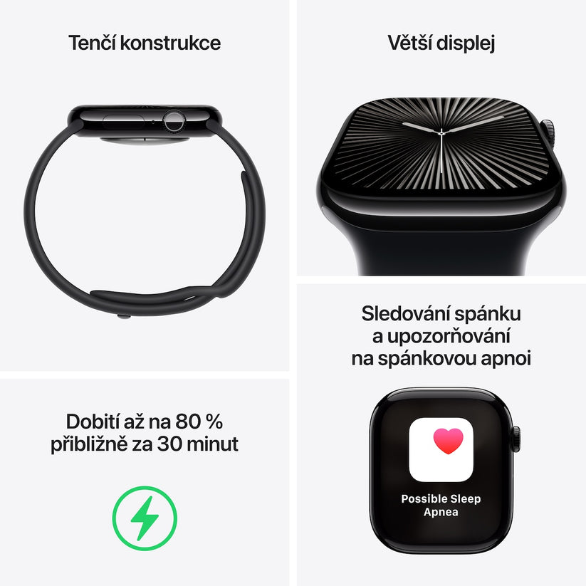 Resigilat: Apple Watch Series 10 GPS, 46mm Jet Black Aluminium Case, Black Sport Band - S/M - iSTYLE RO