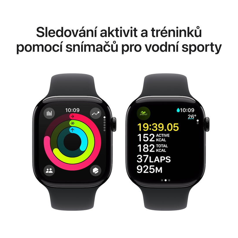 Resigilat: Apple Watch Series 10 GPS, 46mm Jet Black Aluminium Case, Black Sport Band - S/M - iSTYLE RO