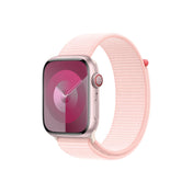 Resigilat: Apple Watch 9 GPS + Cellular, 45mm Pink Aluminium Case, Light Pink Sport Loop