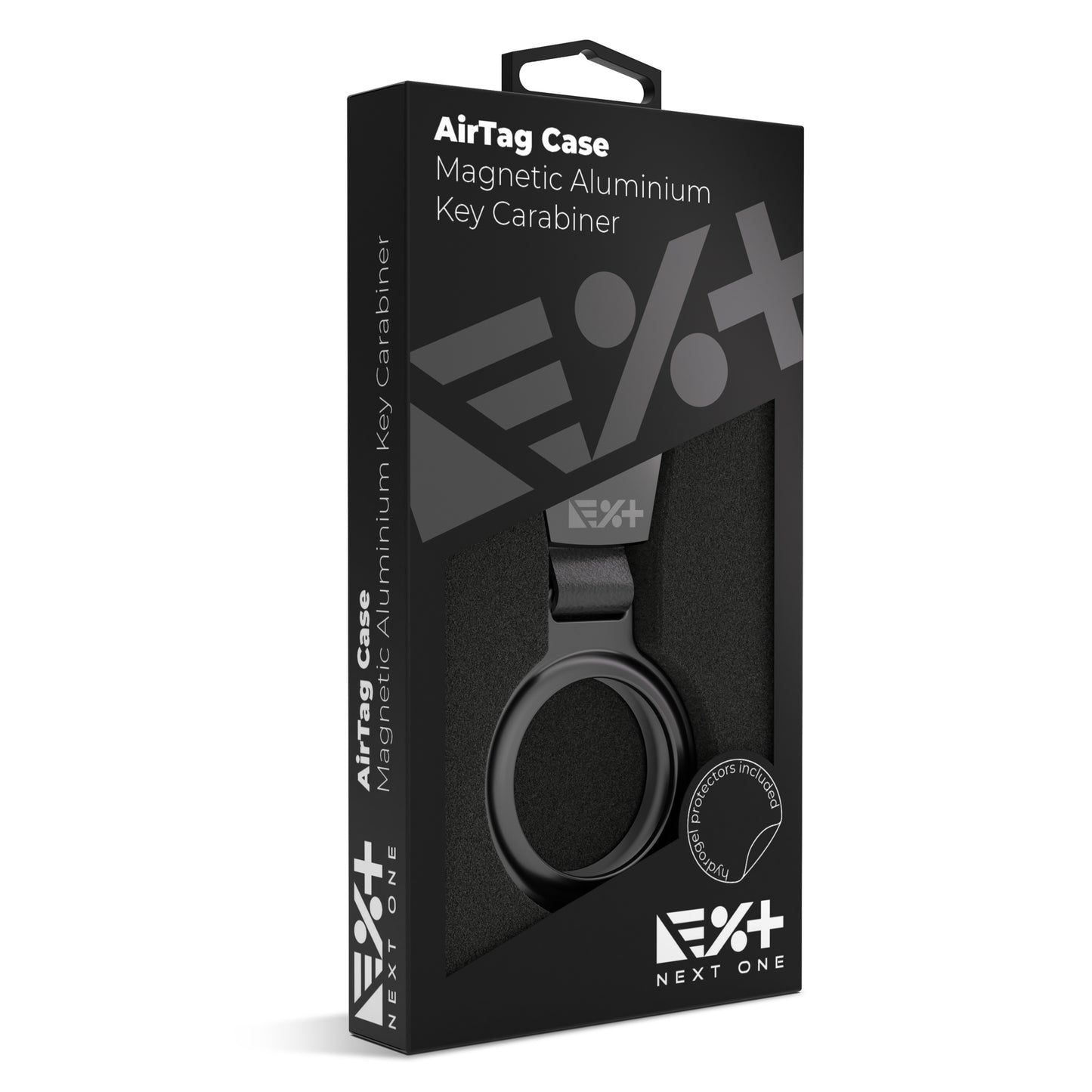 Breloc NEXT ONE pentru AirTag Magnetic Aluminium, Negru - iSTYLE RO