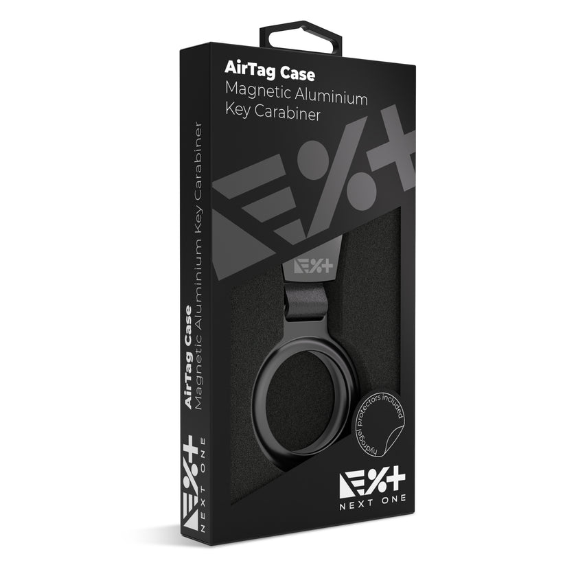 Breloc NEXT ONE pentru AirTag Magnetic Aluminium, Negru - iSTYLE RO