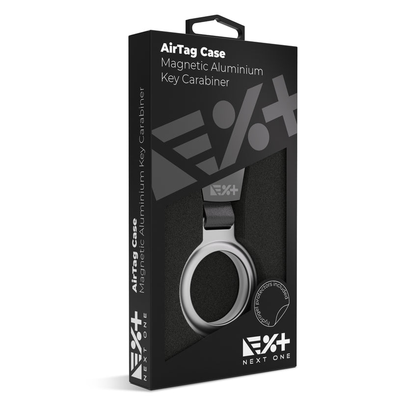Breloc NEXT ONE pentru AirTag Magnetic Aluminium, Argintiu - iSTYLE RO