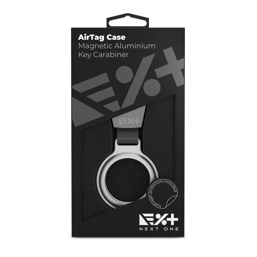 Breloc NEXT ONE pentru AirTag Magnetic Aluminium, Argintiu - iSTYLE RO
