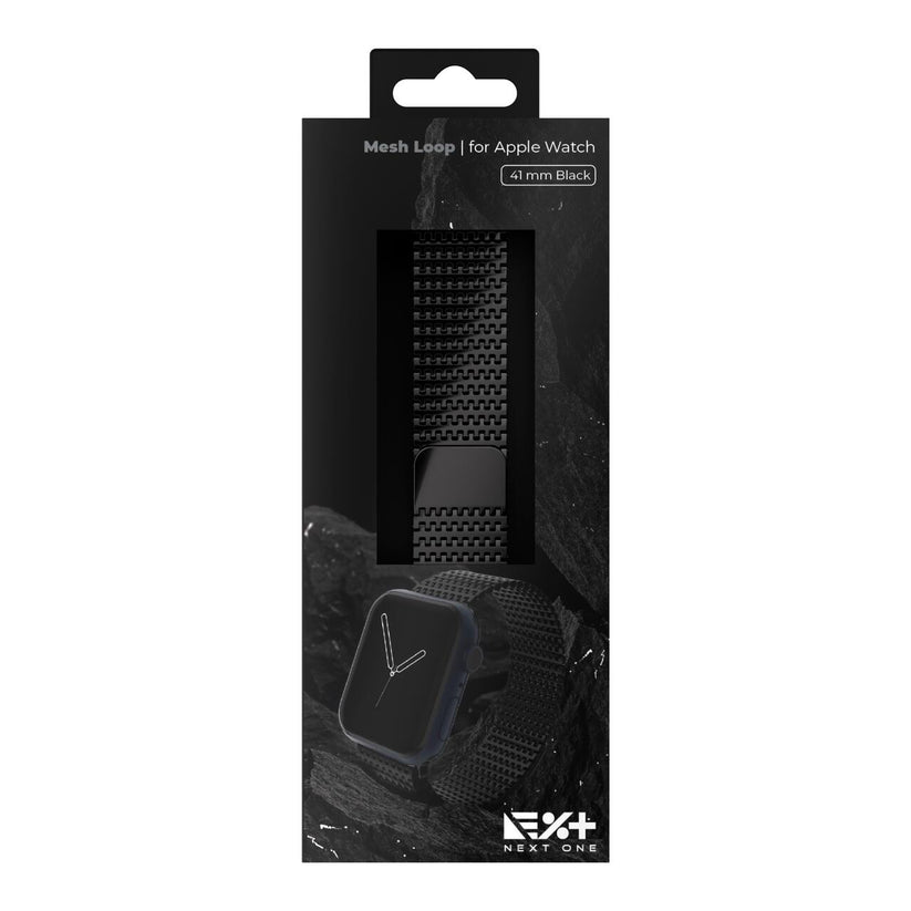 Curea metalica MESH NEXT ONE pentru Apple Watch 41/40/38 mm, Negru - iSTYLE RO