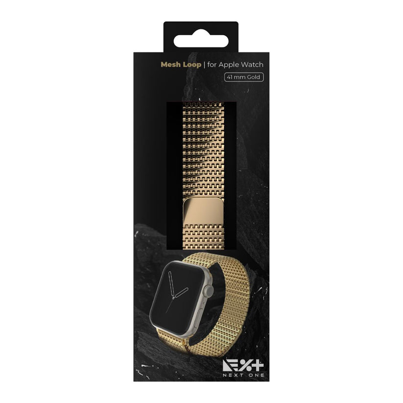 Curea metalica MESH NEXT ONE pentru Apple Watch 41/40/38 mm, Auriu - iSTYLE RO