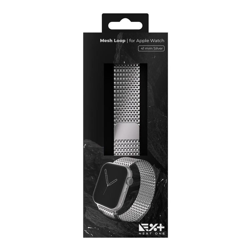 Curea metalica MESH NEXT ONE pentru Apple Watch 41/40/38 mm, Argintiu - iSTYLE RO