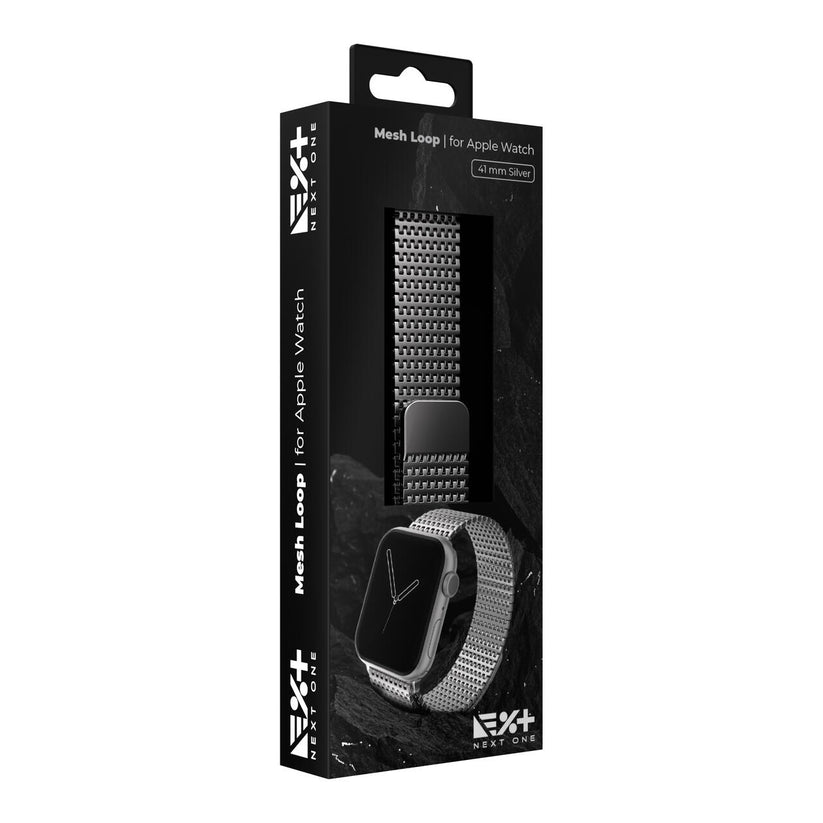 Curea metalica MESH NEXT ONE pentru Apple Watch 41/40/38 mm, Argintiu - iSTYLE RO