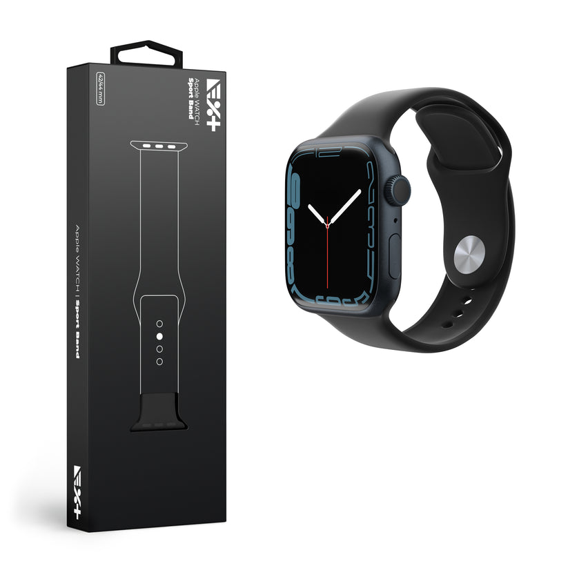 Curea NEXT ONE pentru Apple Watch 42/44mm, Silicon, Negru - iSTYLE RO