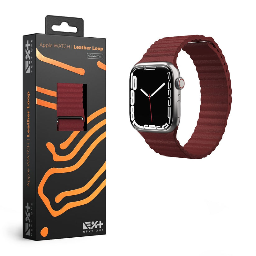 Curea NEXT ONE Leather Loop pentru Apple Watch 42-44mm, Claret - iSTYLE RO