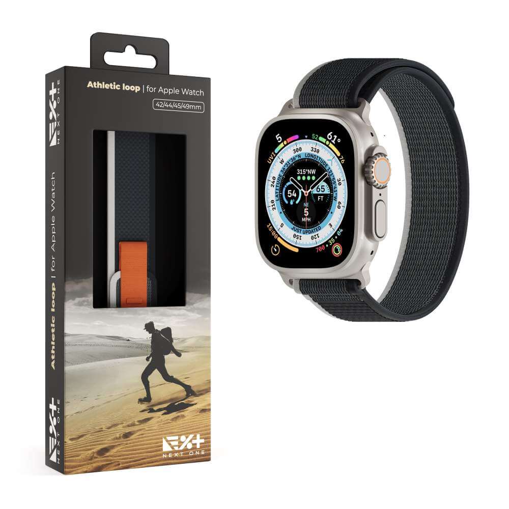 Curea NEXT ONE Athletic Loop pentru Apple Watch 45/49mm, Negru - iSTYLE RO