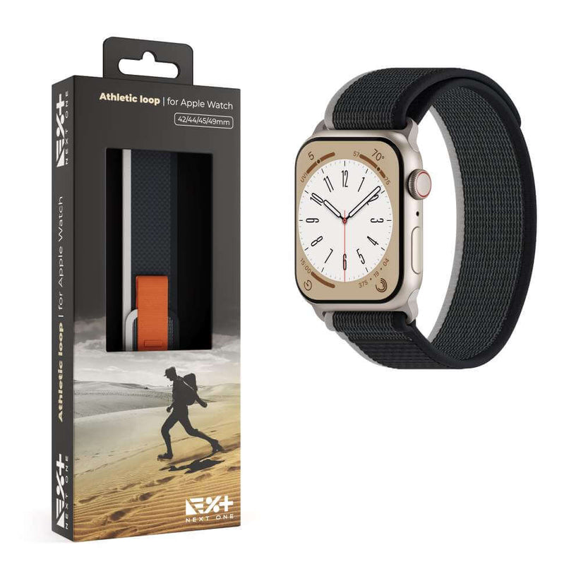 Curea NEXT ONE Athletic Loop pentru Apple Watch 45/49mm, Negru - iSTYLE RO