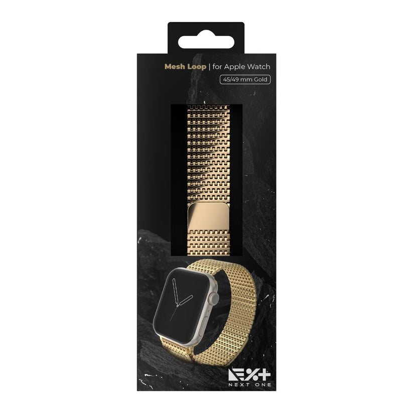 Resigilat: Curea metalica MESH NEXT ONE pentru Apple Watch 44/45/49 mm, Auriu - iSTYLE RO