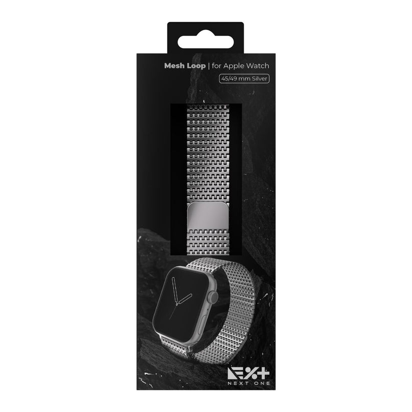 Curea metalica MESH NEXT ONE pentru Apple Watch 44/45/49 mm, Argintiu - iSTYLE RO