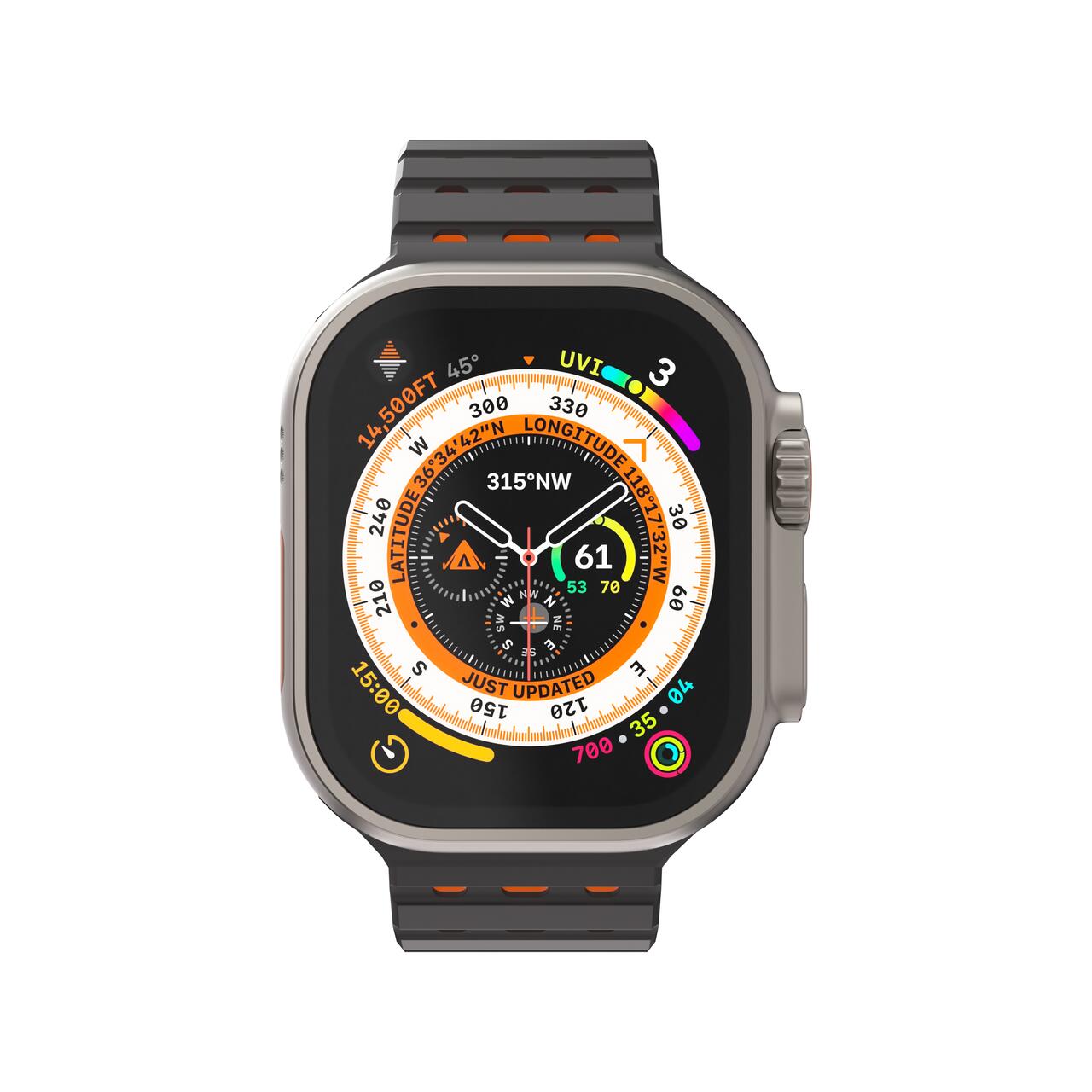 Curea NEXT ONE pentru Apple Watch 46/49 mm, Silicon, Negru/Portocaliu - iSTYLE RO