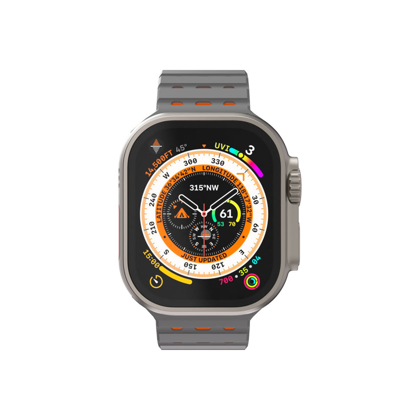 Curea NEXT ONE pentru Apple Watch 46/49 mm, Silicon, Gri/Portocaliu - iSTYLE RO