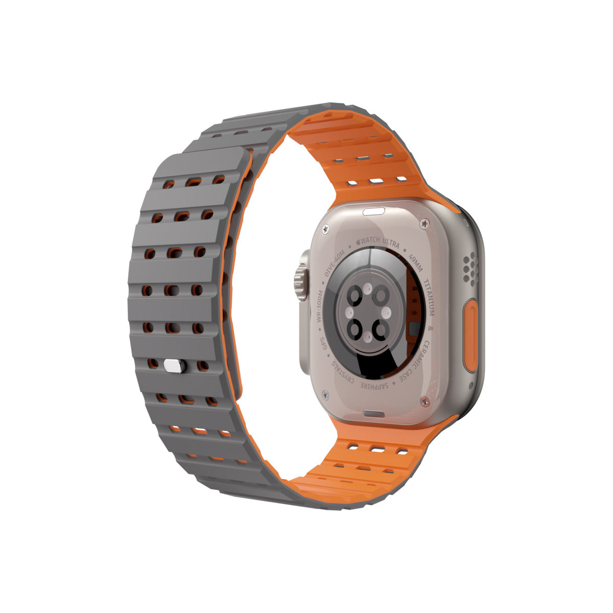 Curea NEXT ONE pentru Apple Watch 46/49 mm, Silicon, Gri/Portocaliu - iSTYLE RO