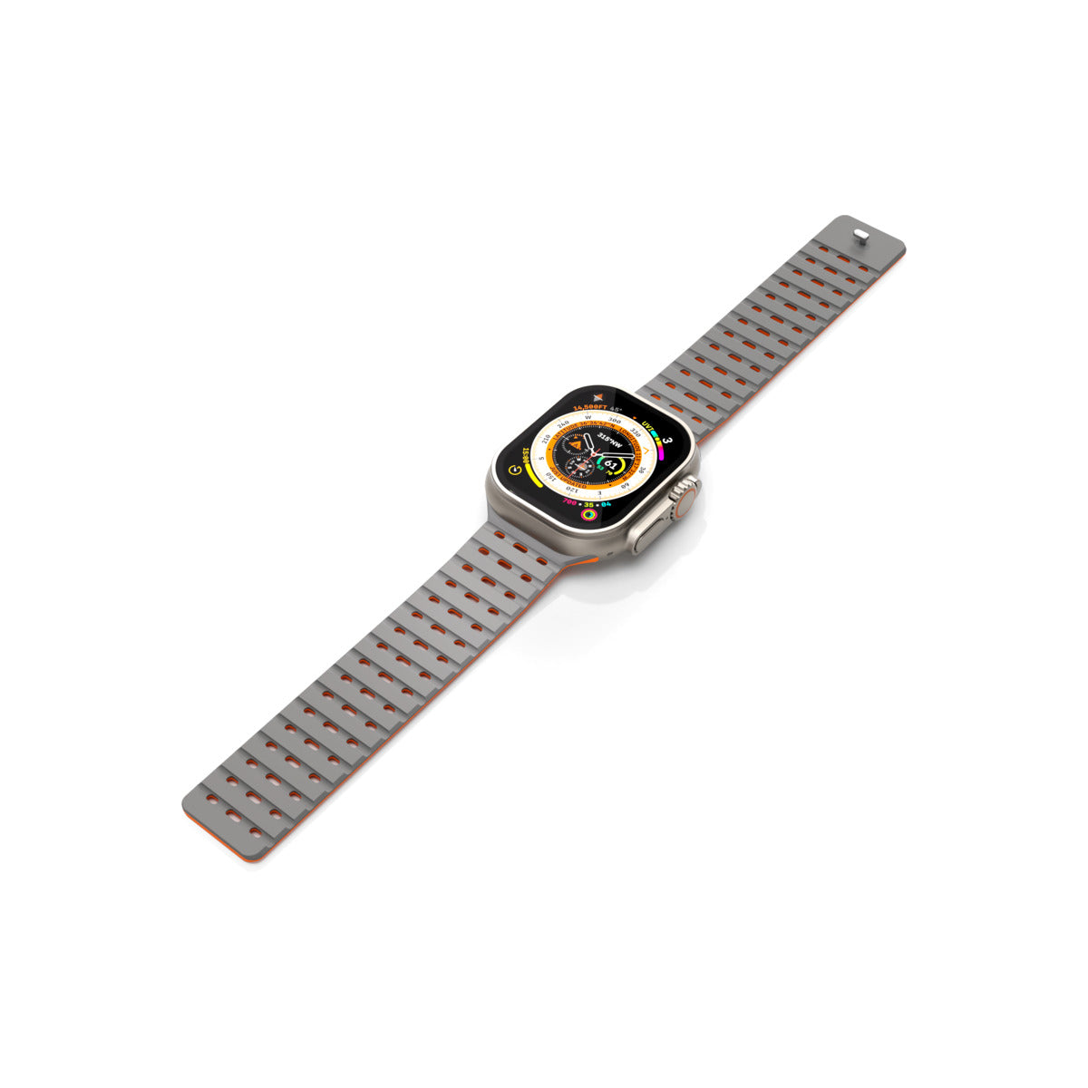 Curea NEXT ONE pentru Apple Watch 46/49 mm, Silicon, Gri/Portocaliu - iSTYLE RO
