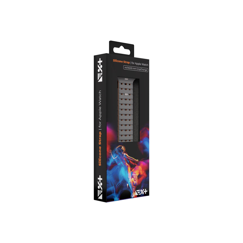 Curea NEXT ONE pentru Apple Watch 46/49 mm, Silicon, Gri/Portocaliu - iSTYLE RO