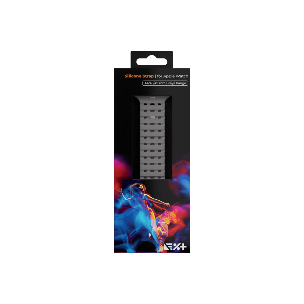 Curea NEXT ONE pentru Apple Watch 46/49 mm, Silicon, Gri/Portocaliu - iSTYLE RO