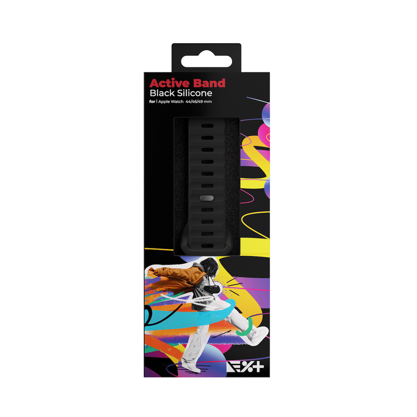 Curea NEXT ONE ACTIVE pentru Apple Watch 44/46/49mm, Silicon, Negru - iSTYLE RO