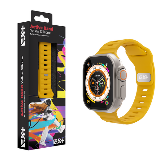 Curea NEXT ONE ACTIVE pentru Apple Watch 44/46/49mm, Silicon, Galben - iSTYLE RO