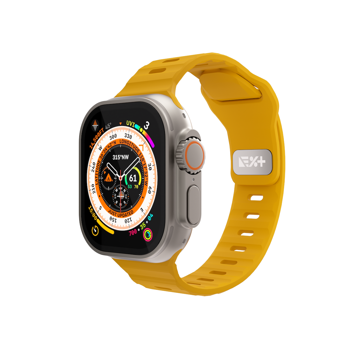 Curea NEXT ONE ACTIVE pentru Apple Watch 44/46/49mm, Silicon, Galben - iSTYLE RO