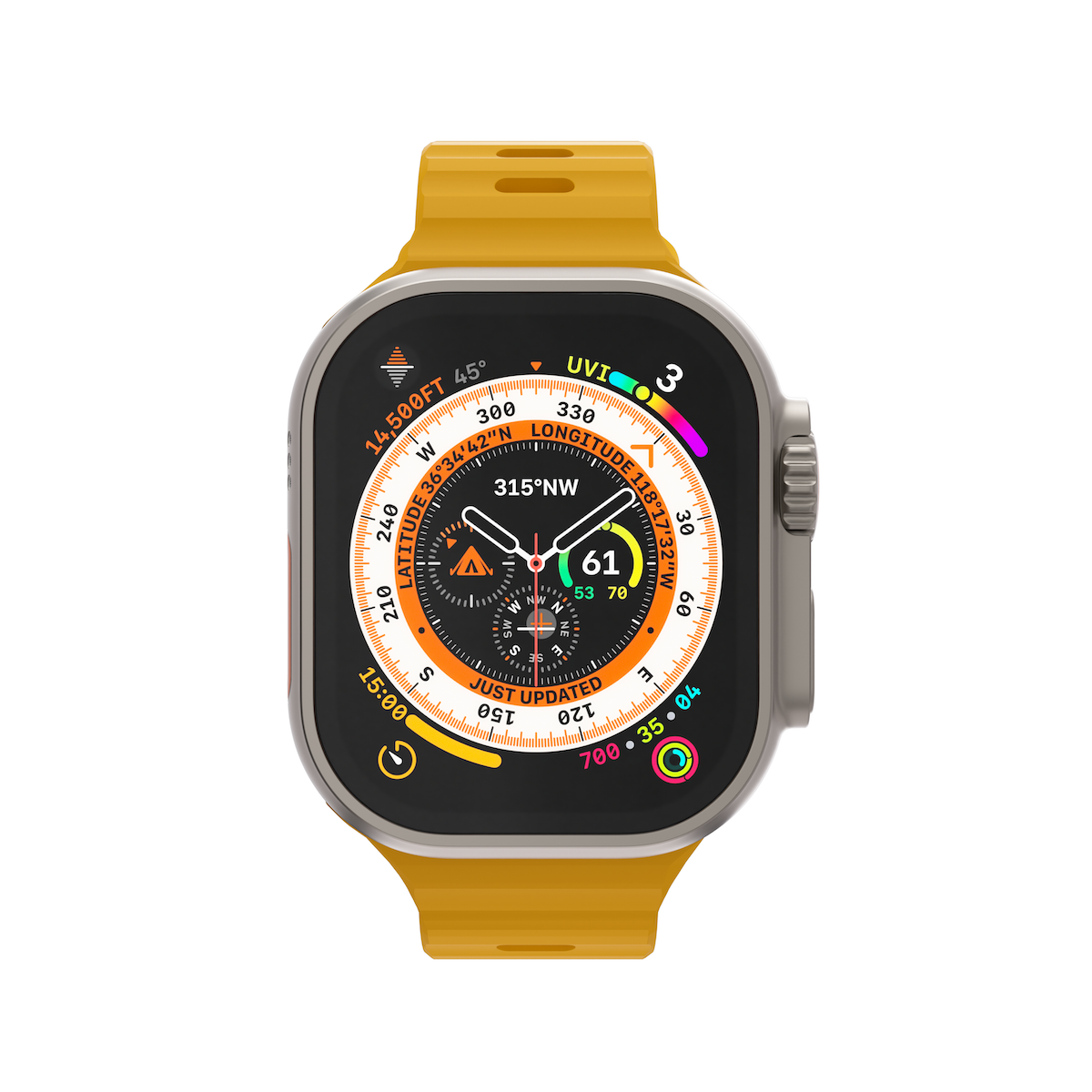 Curea NEXT ONE ACTIVE pentru Apple Watch 44/46/49mm, Silicon, Galben - iSTYLE RO
