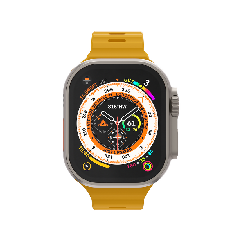 Curea NEXT ONE ACTIVE pentru Apple Watch 44/46/49mm, Silicon, Galben - iSTYLE RO