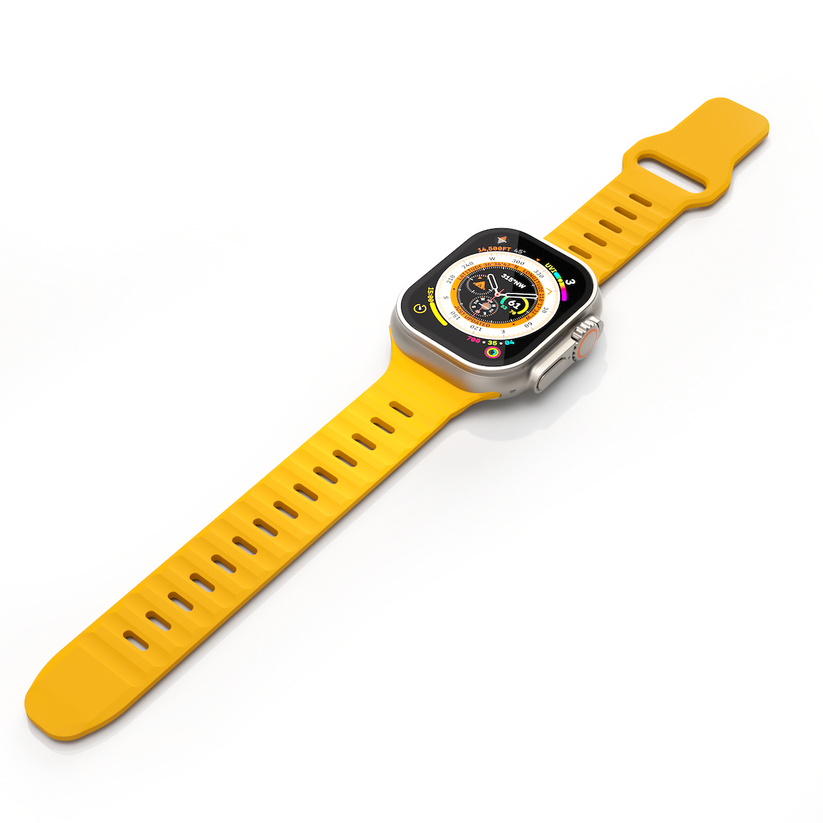 Curea NEXT ONE ACTIVE pentru Apple Watch 44/46/49mm, Silicon, Galben - iSTYLE RO