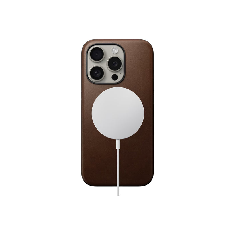 Husa de protectie Nomad Modern pentru iPhone 15 Pro, Piele, Maro - iSTYLE RO