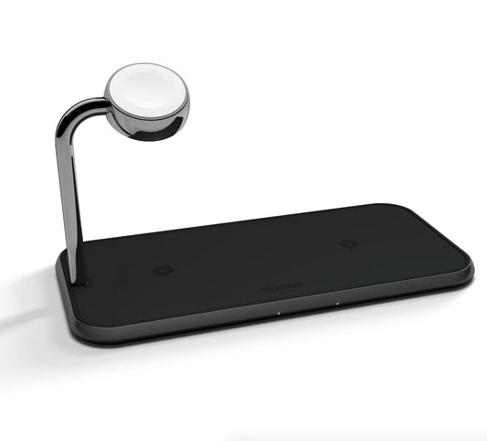 Statie incarcare wireless fast charge dual compatibila Apple Watch - ZENS Aluminium 10W Qi Black - iSTYLE RO