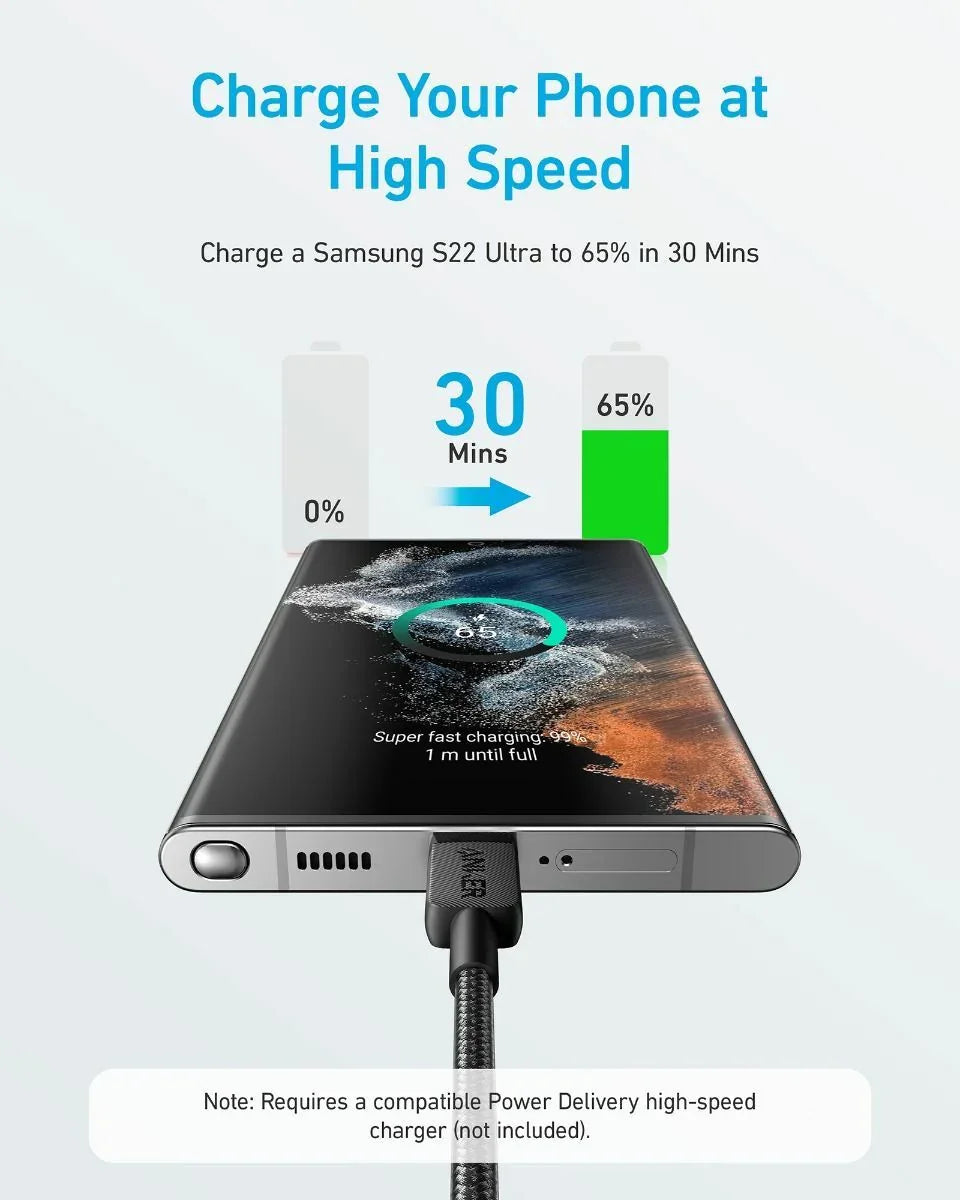Cablu de date Anker 322 USB-C 0.91m negru