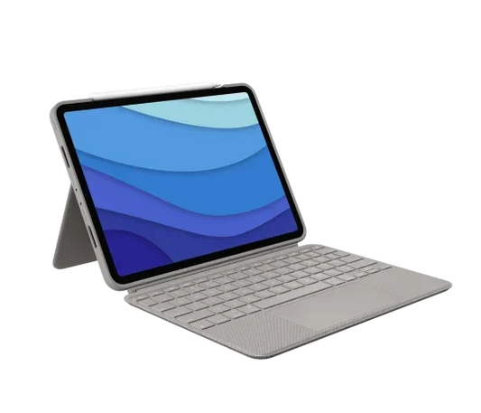 Husa Logitech Combo Touch cu tastatura si trackpad detasabile pentru iPad Pro 11" gen 1-4, US, Gri Nisip - iSTYLE RO