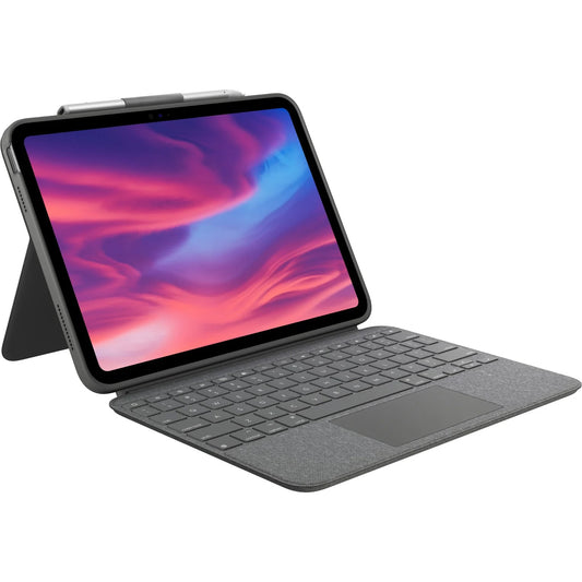 Husa Logitech Combo Touch cu Smart Connector, tastatura iluminata si trakpad detasabile pentru iPad gen 10, US, Gri Oxford - iSTYLE RO