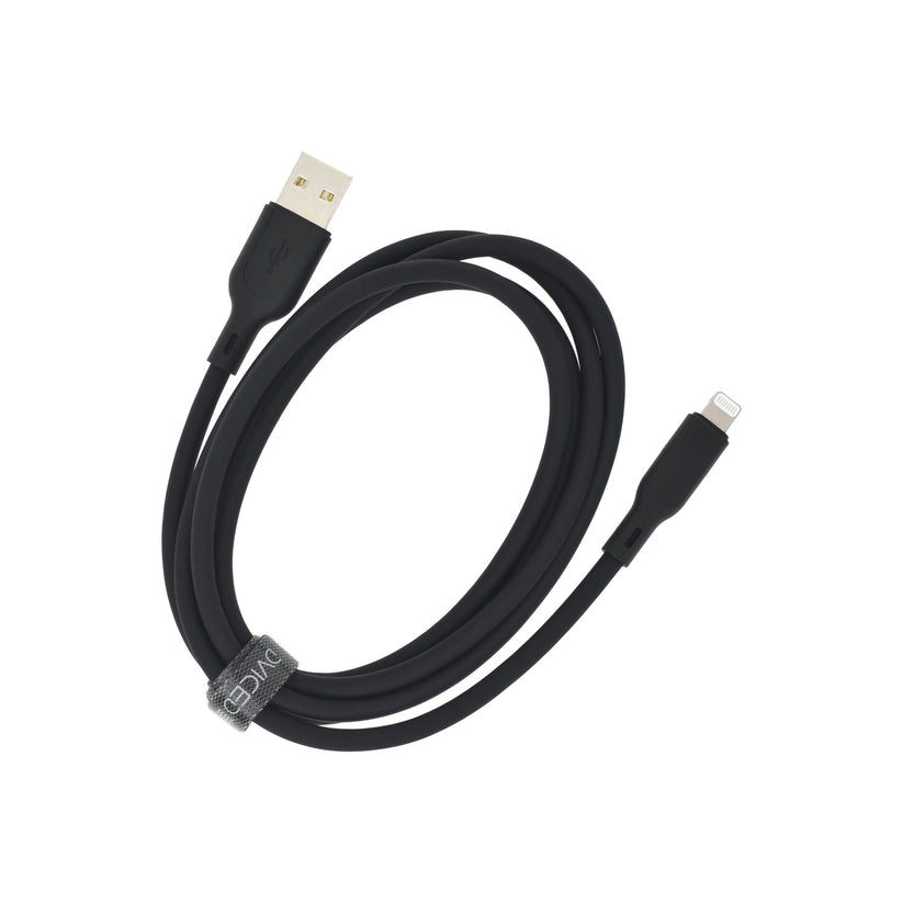 Cablu de date Dviced USB-A la Lightning silicon 1.25m, Negru - iSTYLE RO